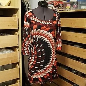 Salaam feather spiral art print mini dress
